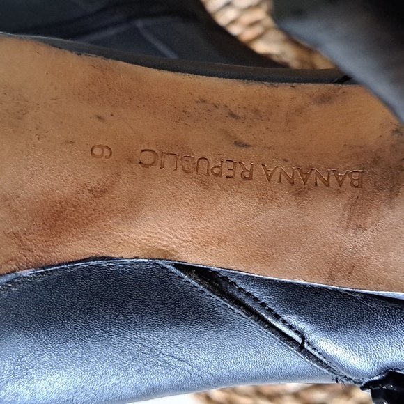 Banana Republic Womens Black Leather Over-The-Knee Tall Boots 4.25" Heels S-9 - Picture 7 of 8